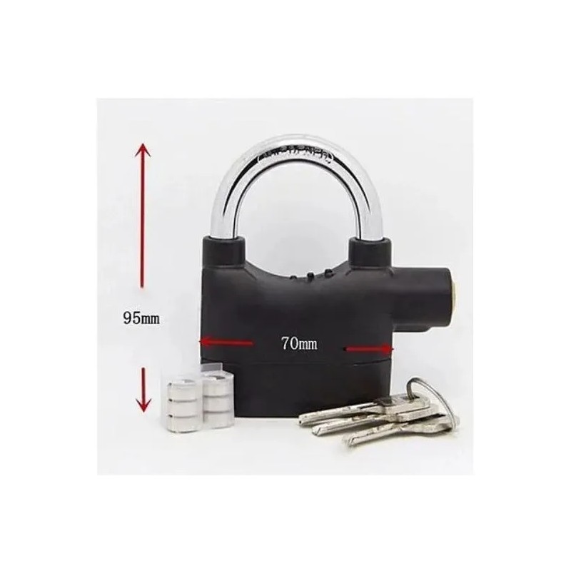 Candado Alarma Sonora Lock Caso70 70mm 110db Llave Puntos Color