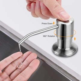 Soap Dispenser for Kitchen Sink, Brushed Nickel Built-In Soap Dispenser, Countertop Soap Dispenser for Sink with 47 Inch Extension Tube Kit, Refill from the Top