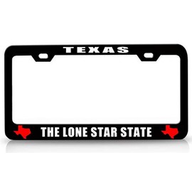 Customola Texas The Lone Star State Texas Map Style Steel Metal License Plate Frame Bl # 83