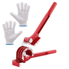 Kryslanix Copper Tube Benders with 1Pair Gloves,3-in-1 Manual Tube Benders for 1/4'' 5/16'' 3/8'' Tubing 0-180 Degrees Heavy Duty Brake Line Bending Tool for Copper Brass and Aluminum Pipes