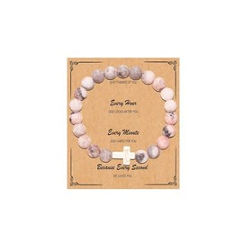 72ore Cross Bracelet Jesus Bracelets First Communion Gifts Baptism Bracelet Natural Stone Beaded Bracelet Religious Gifts for Women Jewellery Gifts