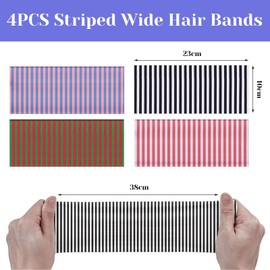 BelleVive 4-piece Headband for Women, Striped, Wide Headband for Ladies' Hair, Non-Slip Wraps, Elastic, Stretchable, Fashionable Bandanas, Workout, Yoga, Running, Hairbands