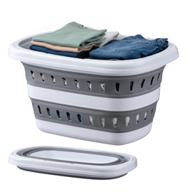 Monozuki Collapsible Plastic Laundry Basket 10.6 gallon(40L) Eco-recycled material- Foldable Pop Up Storage Container/Organizer - Space Saving Hamper/Basket BPA Free