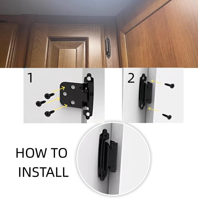 4PCS 70mm Self Close Cabinet Hinges Bronze Semi-Concealed Overlay Cabinet