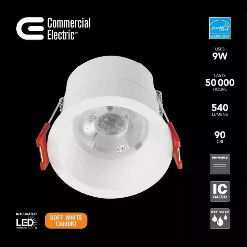 Commercial Electric CE Trimless Integrated LED 4 in Round Canless
