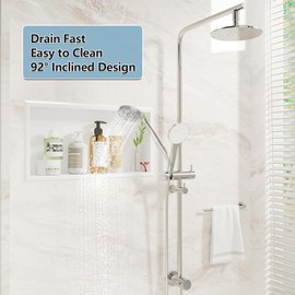 Arausk 304 Stainless Steel Shower Niche, 24" X 12" No Tile Needed Recessed Wall Niche for Bathroom Storage, Space Saving Built-in Wall Niche for Bathroom, Toilet, Kitchen, White