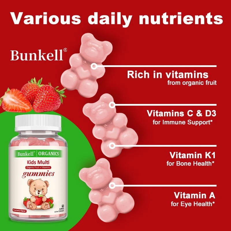Bunkell Children's Vitamins 60 Gummies - Immune and Bone Health,