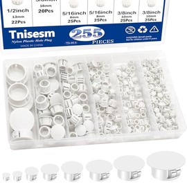 Tnisesm - 255 Piezas 8 Tamaños Tapones de Agujero de Plástico de Nailon 1/4" 5/16" 3/8" 1/2" 5/8" 3/4" 7/8" 1" Agujero de Taladro Redondo...