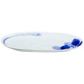Hama Pottery Hasami Wayama Kiln Oval Baking Plate, Approx. 9.8 x 5.1 inches (25 x 13 cm), Mitsuba, 279393 White