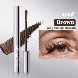 Brown Mascara For Older Women - Waterproof Telescopic Mascara - Hypoallergenic mascara For Sensitive Eyes - Volumizing & Lengthening & Smudge-Proof Sillk Fiber False Lash Effect Mas cara(Brown)