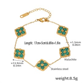 18K Gold Plated Clover Bracelet Gold Lucky Link Bracelet Cute Black/Red/Green Flower Four Leaf Bracelets Gift for Women Green