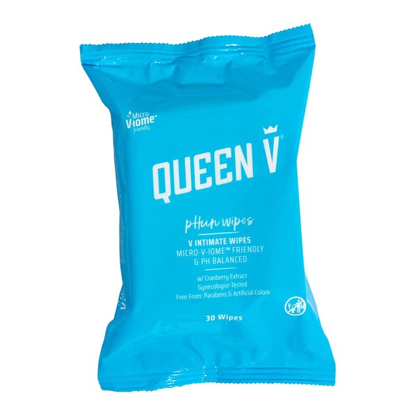 Queen V pHun Wipes, Feminine hygiene wet wipes, pH balanced, gynecologist tested, maintain your V fresh and clean, 1 pack (30 ct), Convenient resealable pack for on the go