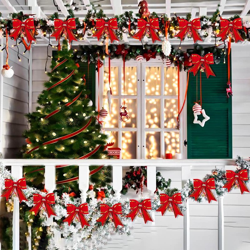 Skystuff Christmas Bow Red Decorations for Tree, Christmas Tree Bow