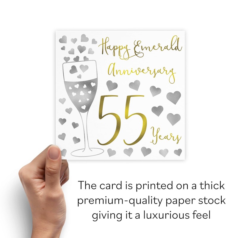 Hunts England - 55th Wedding Anniversary Card - Happy Emerald