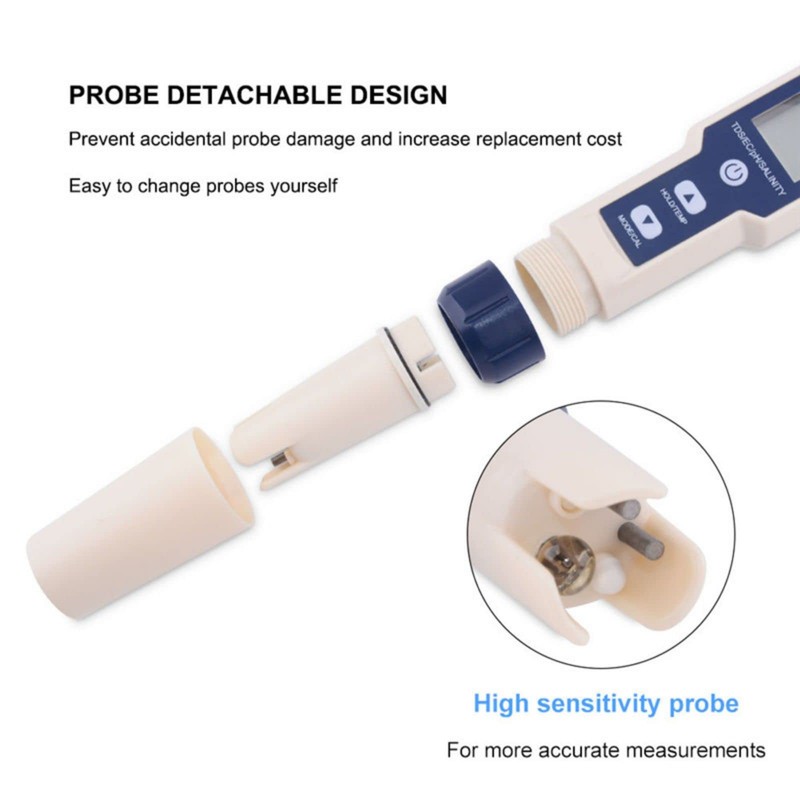 Holzsammlung pH Meter 5 in 1, Digital Water Quality Tester,