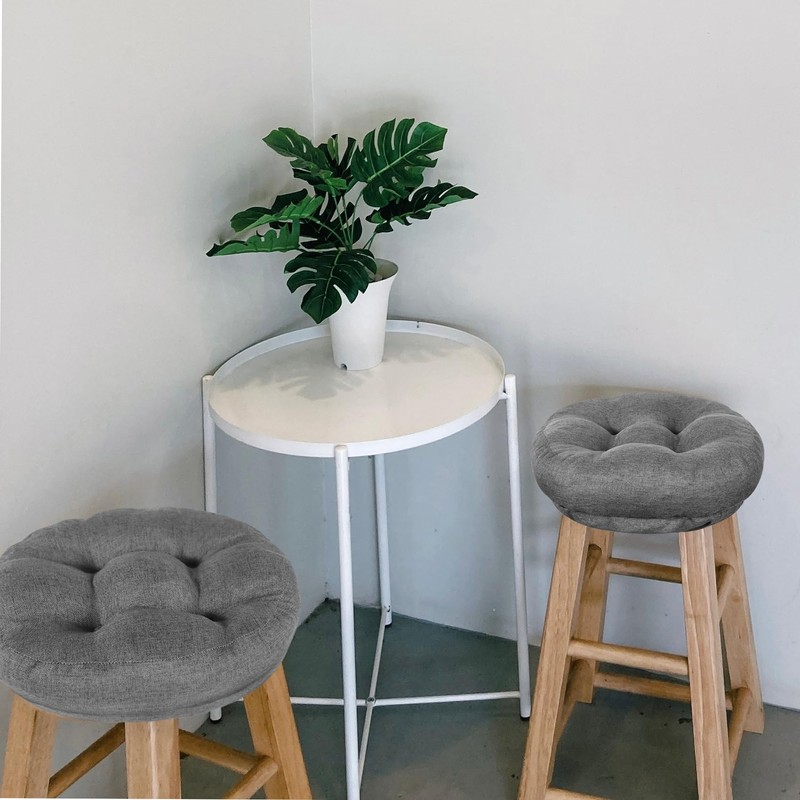 PRONOUS Dark Grey Bar Stool Seat Cushions, Round Stool Covers