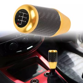 JK Racing Inc Brand New Universal 6 SPEED Gold Real Carbon Fiber Racing Gear Stick Shift Knob