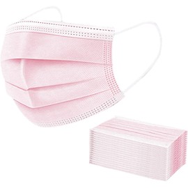 iCOOLIO Mouth and Nose Protection, Disposable Face Masks, Pack of 50, Pink