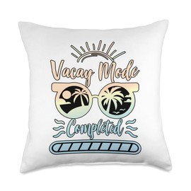 Vacation Summer Recess loading mode Vacay Mode Completed Throw Pillow, 18x18, Multicolor