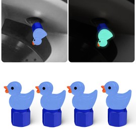 xbrtaia Blue Duck tire Valve caps,4 Pack Light up Valve stem caps, Cute Tire Valve Caps,Compatible with Most Cars, Motorcycles, Trucks, Bicycles.