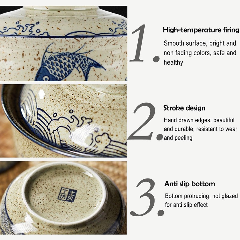 VanEnjoy Microwavable Ramen Bowl with Lid, 25 Oz Japanese Bowl