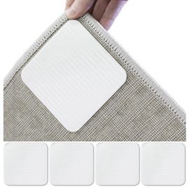 4 Pcs Rug Pads Grippers Rug Tape, Non Slip, Curling and Wrinkling Grippers for Rug, Reusable Rug Gripper Pads for Area Rugs, Vacuum Technology New Material Carpet Pad Gripper for Home, Kitchen Floors