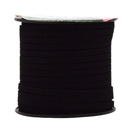 Mandala Crafts 50 Yards 5mm Black Faux Suede Cord - Flat Vegan Leather Cord for Jewelry Making Beading - Leather String Cord Leather Lace for Necklace Bracelet