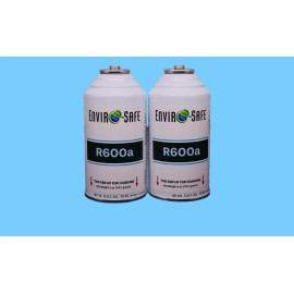 Enviro-Safe R600a Refrigerant | Inverted Piercing | 6 oz | 2 Cans + Brass Gauge