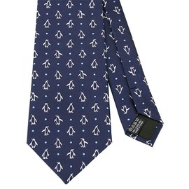 Colorata Carolata Penguin Necktie (57.1 x 3.3 inches (145 x 8.5 cm) / Navy/Dots/100% Silk/Jacquard Weave) King Penguin, Penguin, Polka Dots/Animals, Gift Present