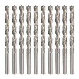 HARFINGTON 10pcs Brad Point Drill Bits 5mm(0.2") Dia Straight Round Shank Drill Metric Brad Point 2.05" Drilling Depth Spiral Twist Drill Bits for Carpenter Woodworking Plastic Rubber