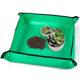 Repotting Mat for Indoor Plants, 26" x 26" Thickened Waterproof Potting Tray, Foldable Portable Soil Change Mat with Mess Control for Succulent Transplanting