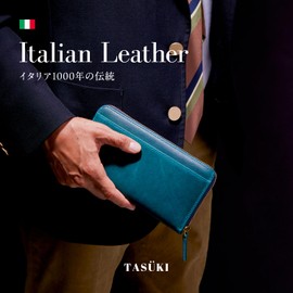 [TASUKI] Italian Leather Genuine Leather Wallet, Round Zipper, First-class Wallet, Made by Artisans, BLUE