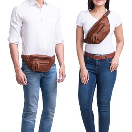 STILORD 'Greg' Vintage Bum Bag Leather Waist Bag Men Women Belt Bag – Ideal for Travel Festival and Outdoor – Modern Belt Bag Genuine Leather Large Strap Adjustable, Porto - Cognac