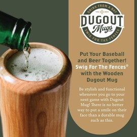DUGOUT MUGS| Baseball Bat Mug, Double Sealed Drinking Cup For Sports Fans, 12 Oz Solid Wood, Legends Never Die