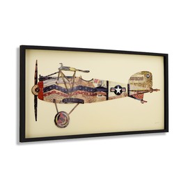 Empire Art Direct Antique Biplane #3 Airplane Dimensional Collage Handmade by Alex Zeng Framed Graphic Aircraft Wall Art, 25" x 48" x 1.4", Ford Torino