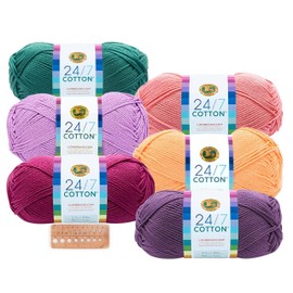 Lion Brand Yarn - 24/7 Cotton - 6 Skein Assortment (Mix 9)