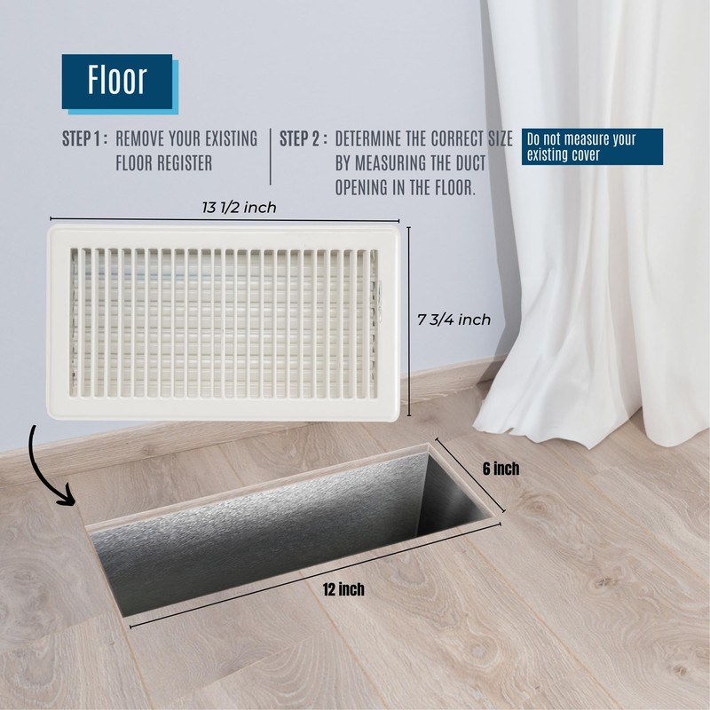 Fits 6x12 and 12x6 Duct Opening | Floor Register with