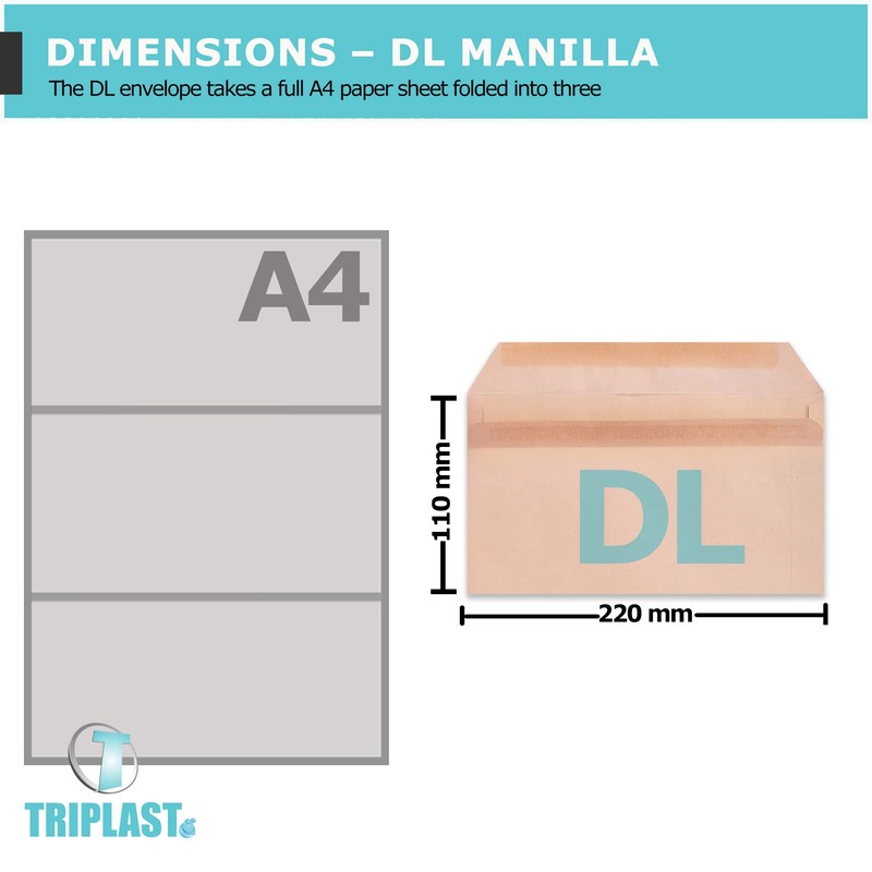Triplast 50 x DL Manilla Self Seal Security Envelopes (Size: