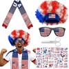 USA Soccer Fan Scarf Set 4-Pack - Patriotic Afro Wig,