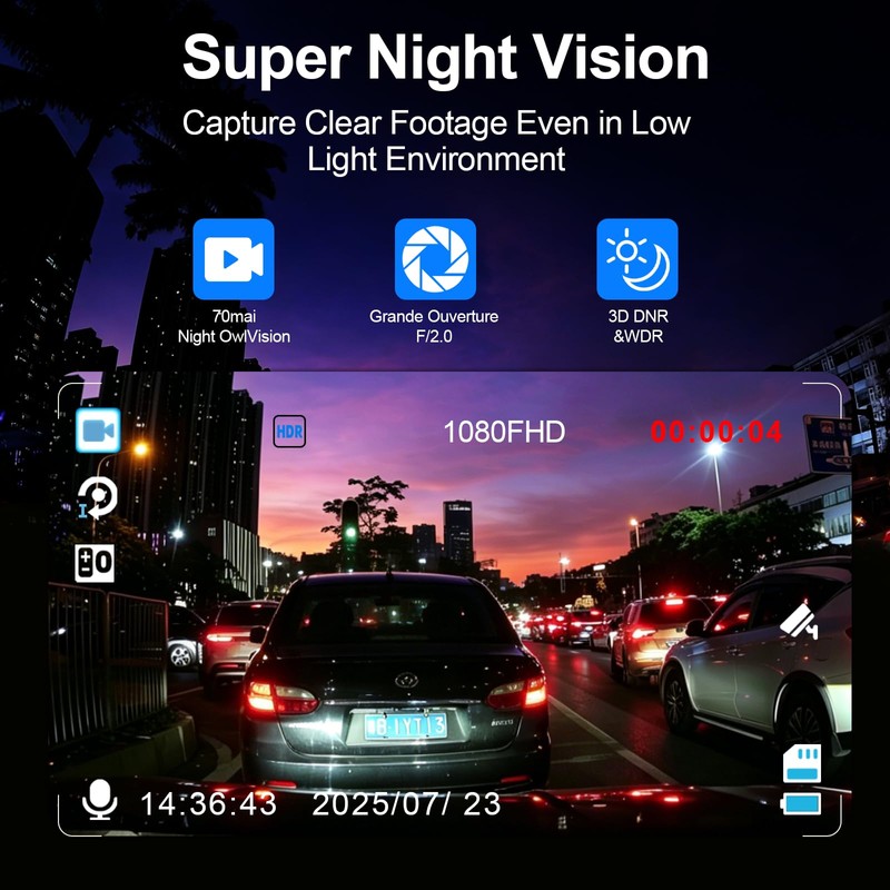 1080P Front Dash Cam, Dashboard Camera Recorder for Cars, NO