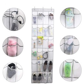 Shoes Hanging Door 24 Pockets Shoe Rack Door Visible Fleece Fabric Door Shoe Organiser with Hooks for Shoes Socks Toys Beauty Accessories