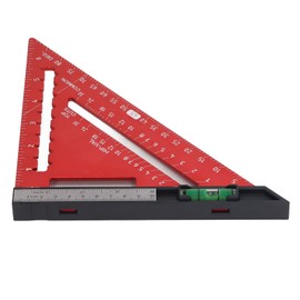 Framing Square, Speed Square 7 Inch Rafter Square with Level High Accuracy Aluminum Alloy Detachable Triangle Square Ruler Carpenter Square for Woodworking (Red)