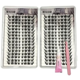 Kit Pestañas Postizas Estilo Zorro, 256 Mechones Rizo C 10-14 mm | Diseño con rizo oculto, efecto alargamiento natural, incluye pegamento y pinza para