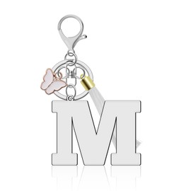 Lukiisoo Initial Letter Keychains for Women Tassel Butterfly Pendant Key Ring for Backpack Cute Car Keychain for Wallet Handbags,Letter A-Z Keychain Tassel Butterfly Key Ring (M)