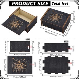 FINGERINSPIRE Tarot Card Box Star of David Design Wooden Storage Tarot Deck Box 11.6x9.2x5.1CM Moon Star Printed Card Holder for Jewelry Crystals Fortune Telling Cards Home Decor
