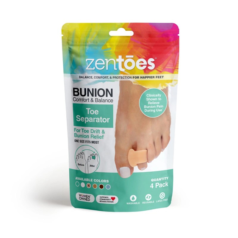 ZenToes Toe Corrector Bunion Straightener 4 Single Loop Spacers Separators
