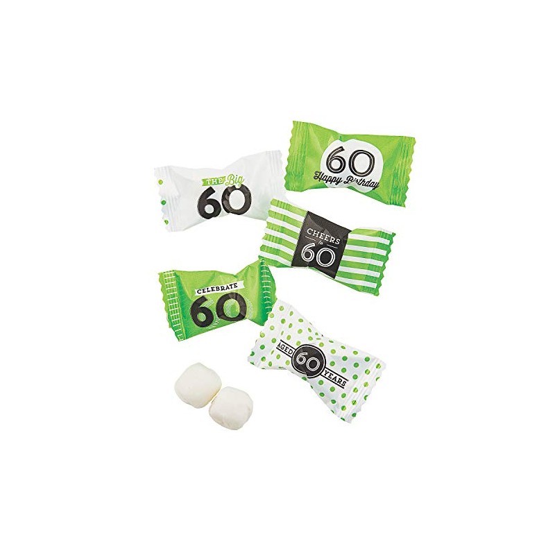 60th Birthday Buttermints (108 Individually Wrapped mints) Party Supplies