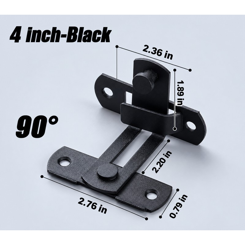 90-Degree Barn Door Latch for Right-Angle Doors – Stainless Steel
