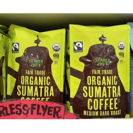 Trader Joe's 2 Packs Trader Joe's Organic Fair Trade Sumatra Whole Bean Coffee 13oz