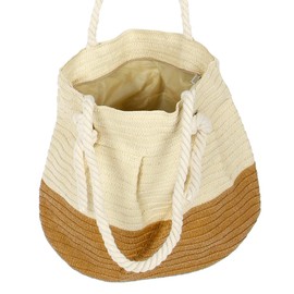 TWO TONE WATERPROOF LARGE TOTE BEACH BAG ROPE HANDLES NAUTICAL